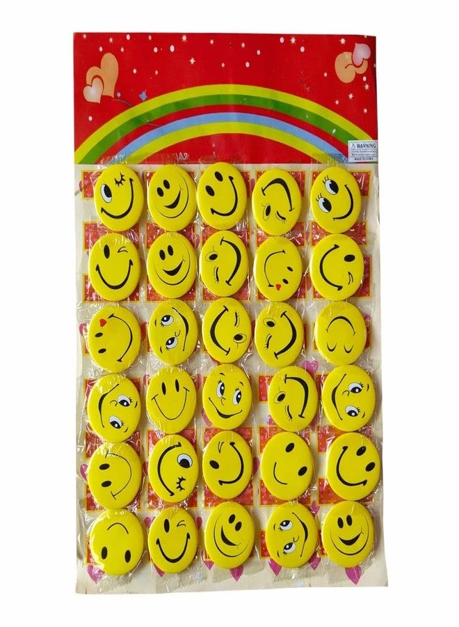 VTL Smiley Badges Sheet 4cm - Pack of 30 Badges Assorted Yellow Round Pin Buttons for Kids, Students, Bags, School Rewards, Gifts & Party Favors - Image 1